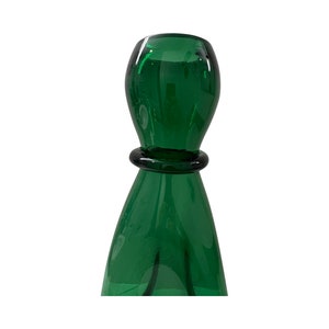 Vintage mid century modern large green glass vase blown art image 5