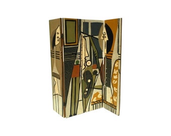 Vintage mid century modern room divider after pablo picasso’s artist and model cubist