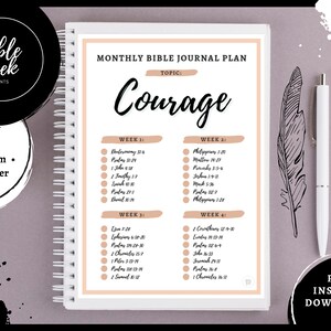 Monthly Bible Journal Plan | Courage | PDF | Instant Download | BibleGeekPrints
