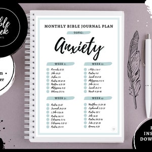 Monthly Bible Journal Plan | Anxiety | PDF | Instant Download | BibleGeekPrints