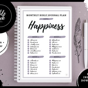 Monthly Bible Journal Plan | Happiness | PDF | Instant Download | BibleGeekPrints