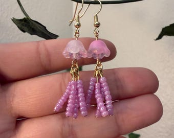 Beaded Jellyfish Earrings, Hypoallergenic