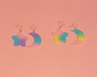 Pastel Moon & Star Earrings