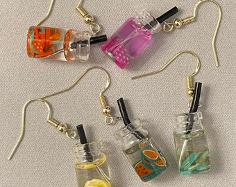 Fruit Drink Earrings, Hypoallergenic