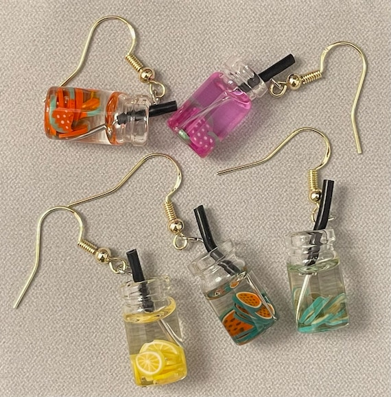 Fruit Drink Earrings, Hypoallergenic