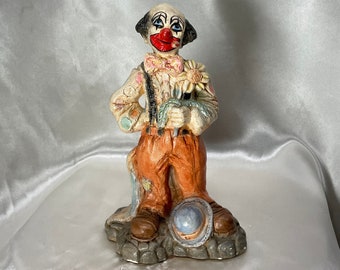 Grande figurine de clown en porcelaine des années 1980