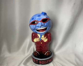 Planet Hollywood vintage Globe Man Figure/Vase/Verre en céramique ? Vers 1995