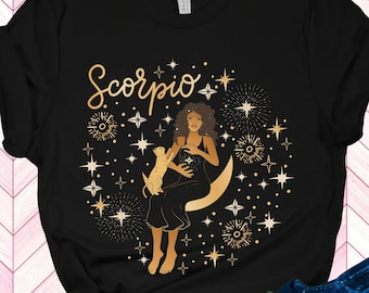 Scorpio Black Girl T-Shirt – Celestial Zodiac Birthday Gift