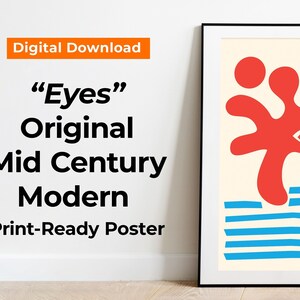 Eyes - Minimalist Original Poster 11x17 | Mid Century | Contemporary Scandinavian Design | Digital PDF Download | Print-Ready Abstract Art