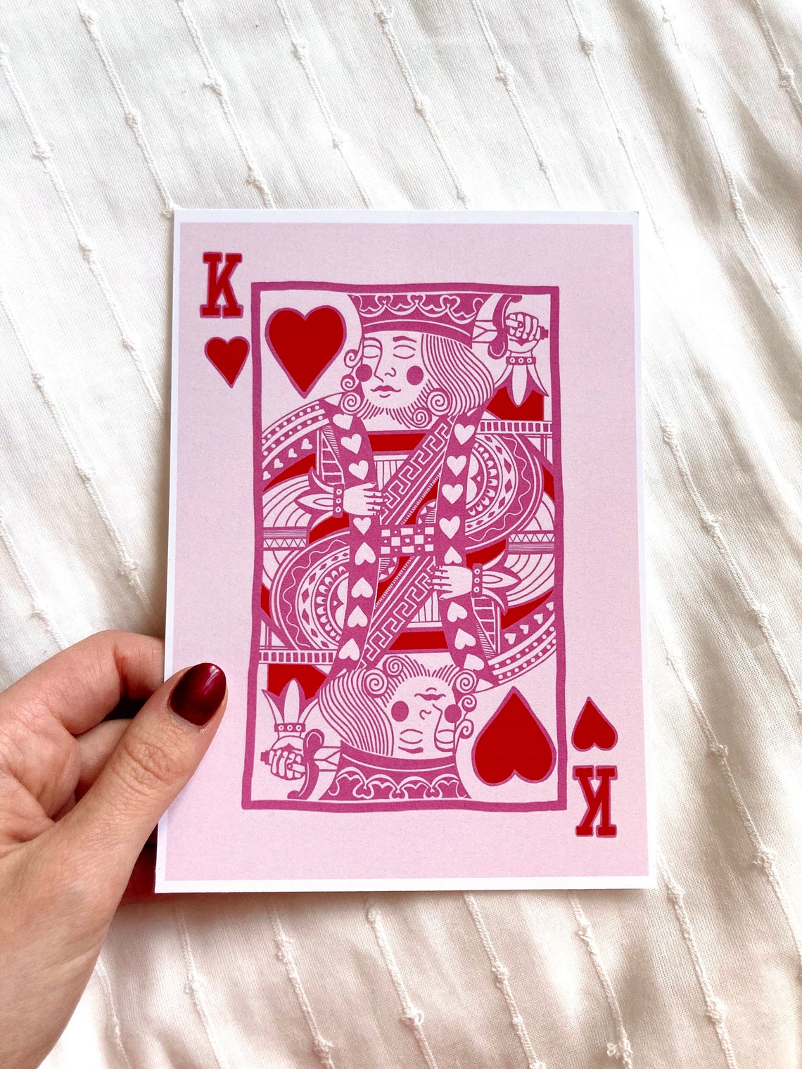 King of Hearts Playing Card Art Print Playing Card Etsy