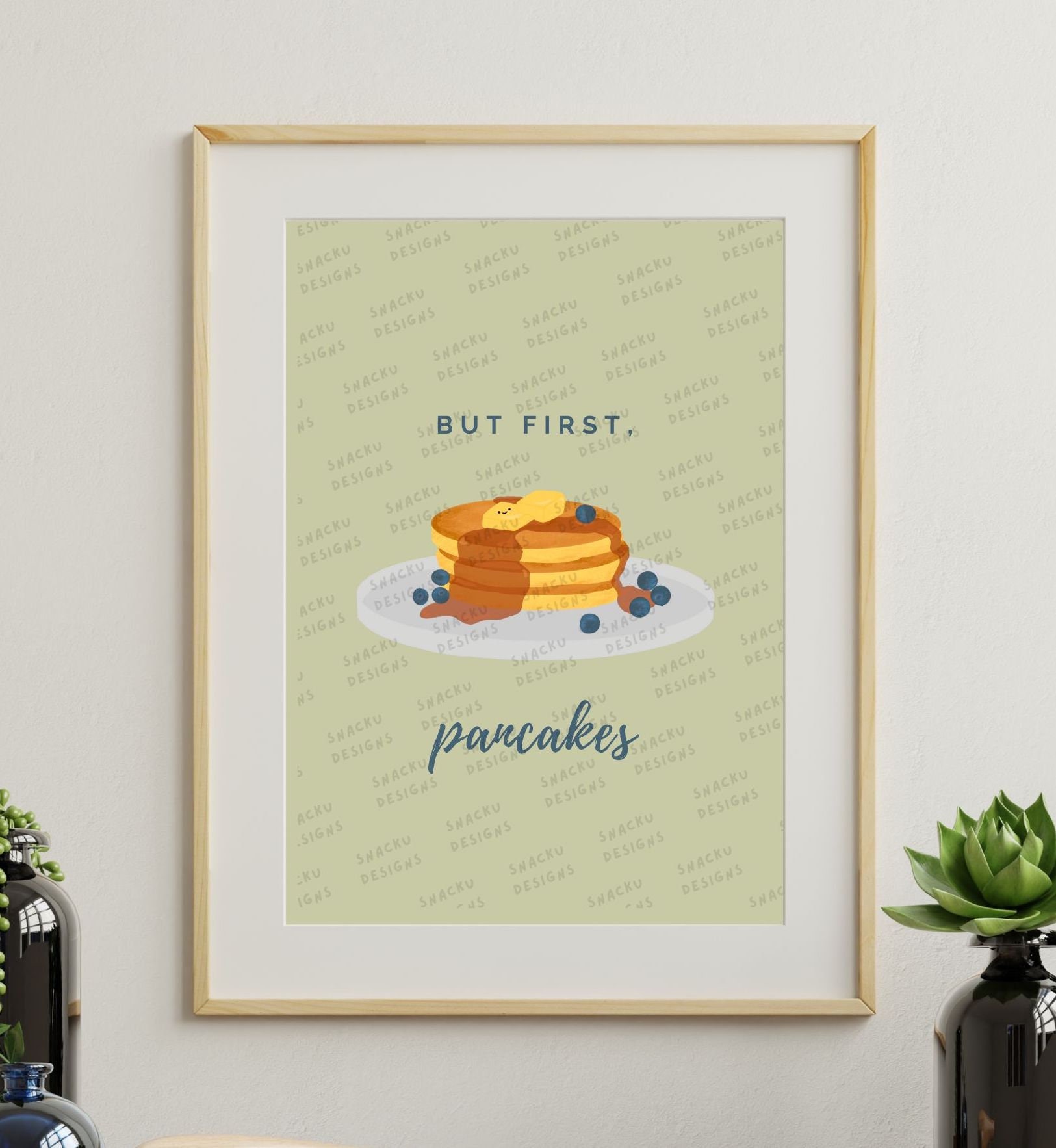 First Pancake Humor But First Pancakes Print - Kitchen Wall Art | Food Puns | Gifts for ...