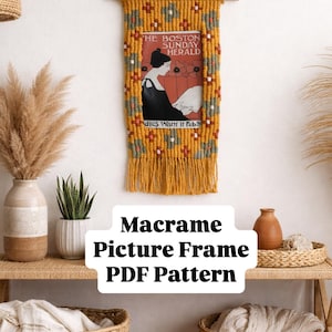 Flower picture frame pdf pattern, macrame tutorial, diy home decor, boho spring
