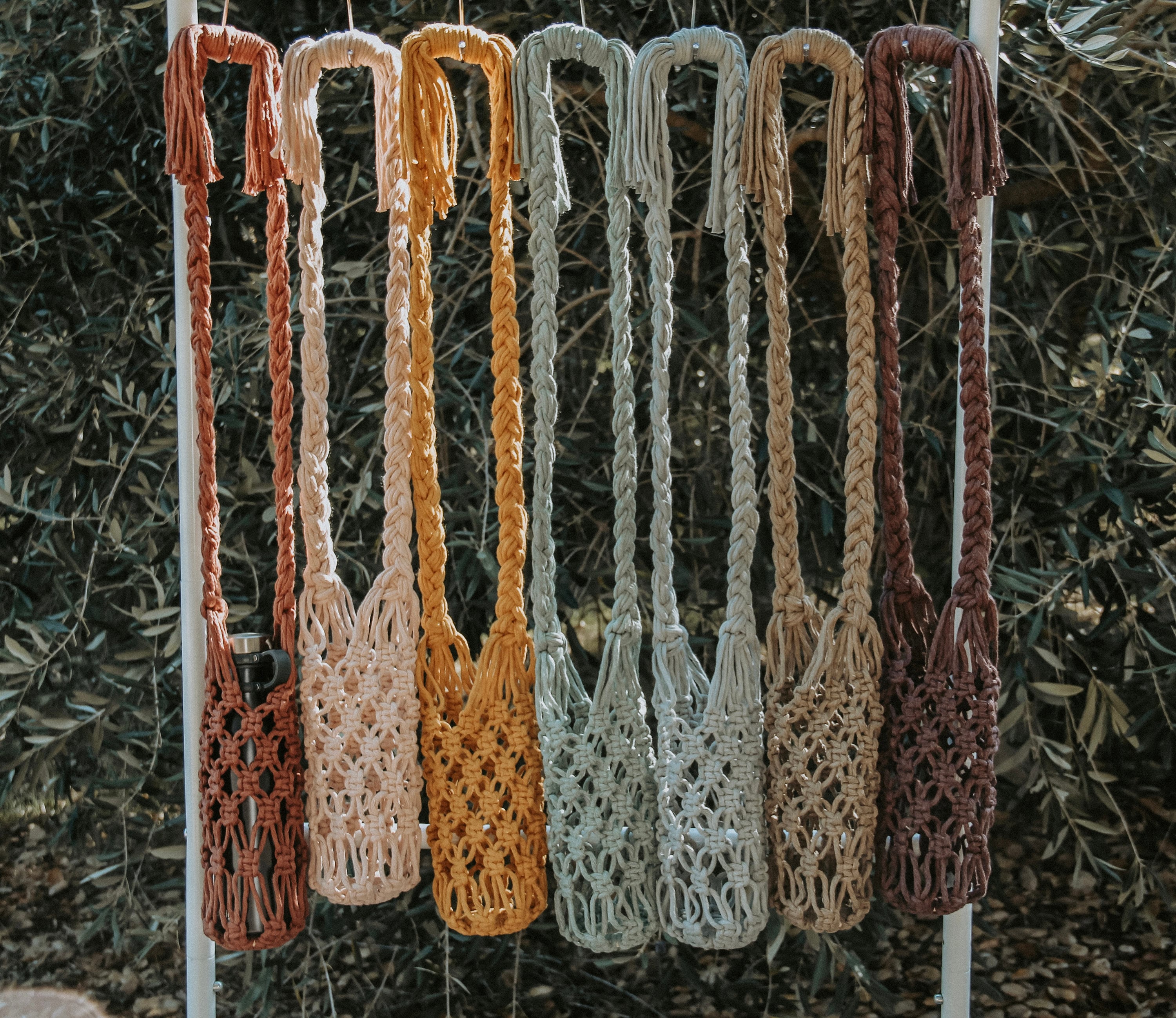 Macrame crossbody water bottle holder, Stanley cup holder, back to school, teacher gift, festival accessories, summer accessories
