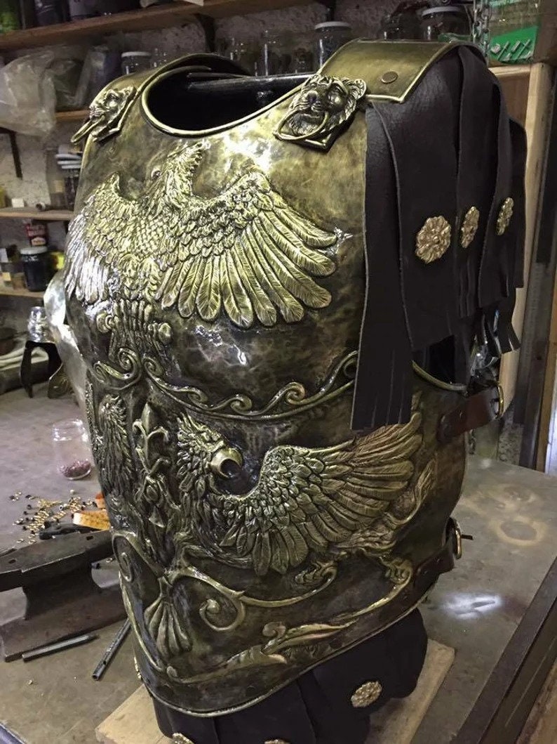 Medieval Roman Chest Armor, Reenactment Cuirass With Roman Helmet Best