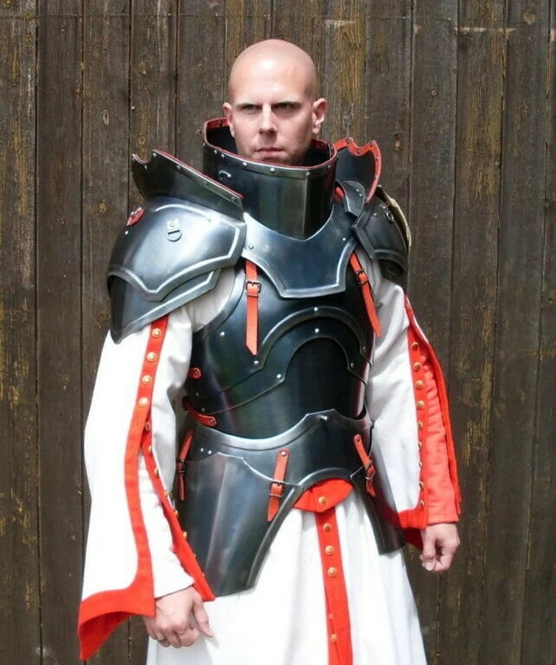 Medieval Knight Black Suit of Armor, Combat Full Body Armor Wearable