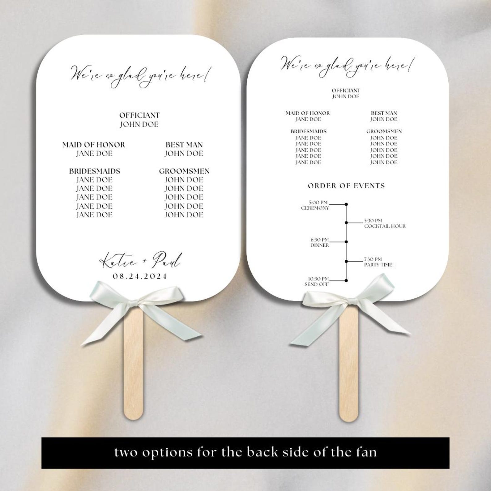 Sample Fan Program Template Wedding Fan Program Template Editable Canva | Outdoor Wedding Guest Fan ...