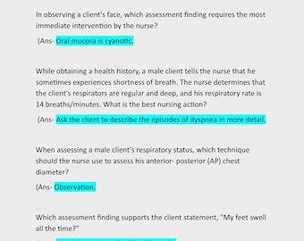 BSN 246 HESI Health Assessment  V2 Exam