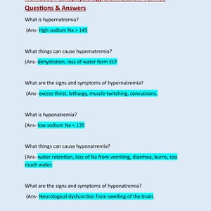 May include: A light blue page with text from a nursing exam. The title reads "NUR 2063 Pathophysiology Exam 1:100% Verified Questions & Answers." The text includes questions and answers about hypernatremia and hyponatremia.