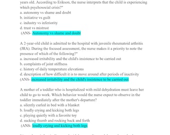 PEDS HESI EXAM
