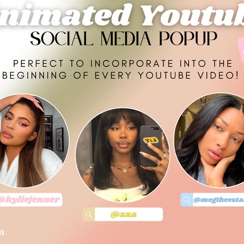 Animated Social Media Popup for Youtube Video Personalized - Etsy Animated Social Media Popup for Youtube Video Personalized - Etsy