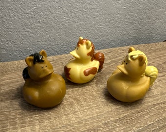 Horse rubber duckies : Spotted, brown and tan duck. Individual or set