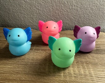 Colorful Axolotl Themed Rubber Ducks -purple  Blue Pink Green - Individual or set of 4