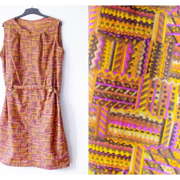 60's Mod Dress A-lined vintage dress with psychedelic print. Size XL / XXL