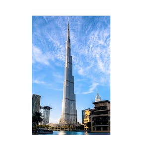 Burj Khalifa Poster, Dubai Cityscape. Printable wall art for home or office decor. Digital download, travel poster. UAE United Arab Emirates