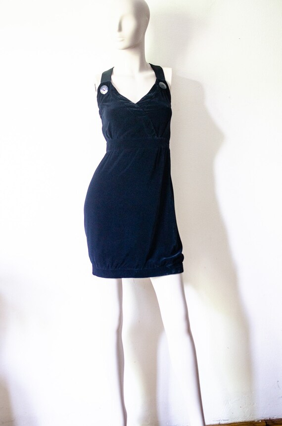 Emporio Armani Cocktail Dress Navy Blue Velvet Sil