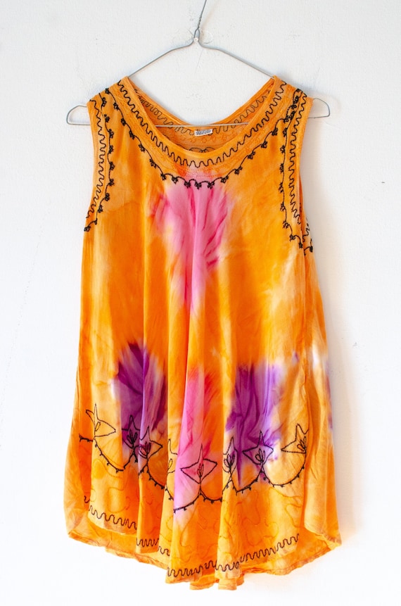 70's Vintage Tank Top Made in India Tye Dye Tunic 