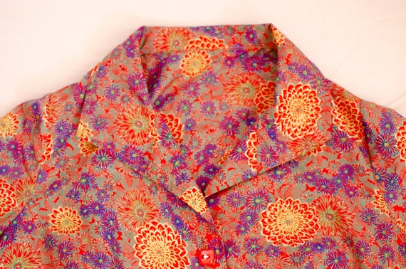 40's 50's blouse with psychedelic floral print. H… - image 5