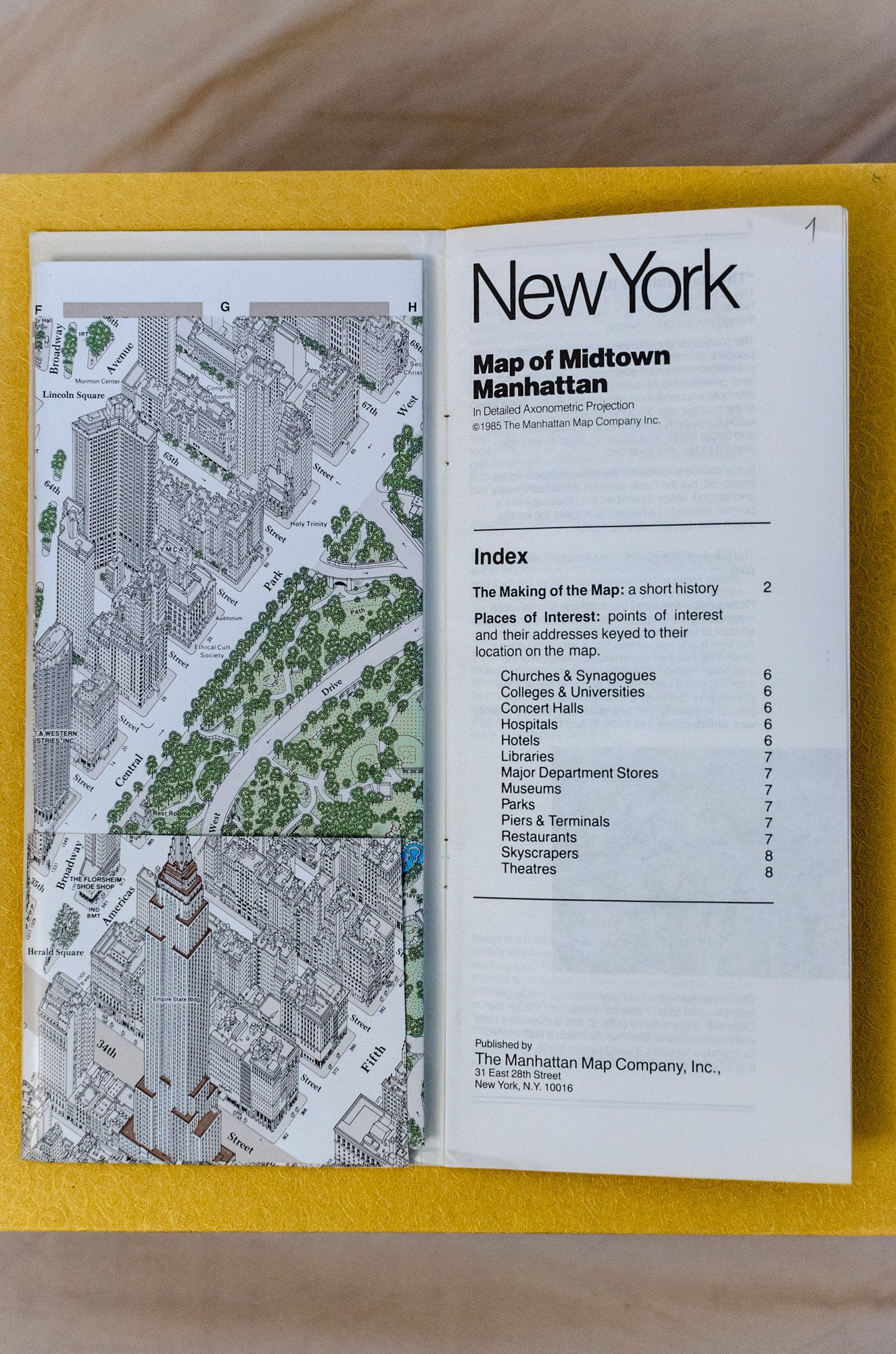 NEW YORK City Map of Manhattan 1985 Isometric Anderson's NEW YORK City Map of Manhattan 1985 Isometric Anderson's