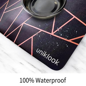 Uniklook Waterproof Pet safe Pet Food Mat Dog Cat Bird Soft cushioned 16.5x28 Recyled material Mat Kitchen entree Multi Use Washable image 3