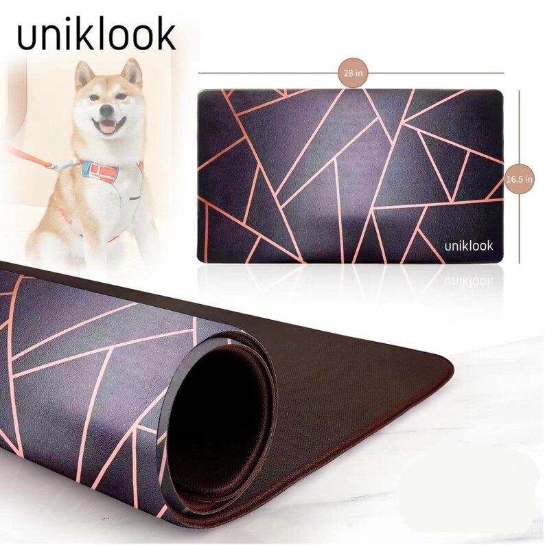 Uniklook Waterproof Pet safe Pet Food Mat Dog Cat Bird Soft cushioned 16.5x28 Recyled material Mat Kitchen entree Multi Use Washable image 8