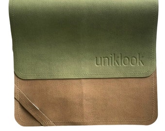 Vegan Leather Changing Pad Placemat Craft mat: Waterproof Portable Diaper Pad, Green & Tan