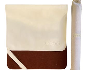 Vegan Leather Placemat: Boho Cream & Terra, Waterproof Play Mat (16x30 inch)