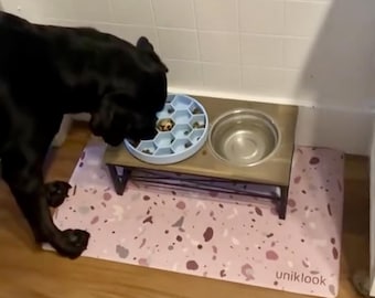 Waterproof Vegan Leather Pet Food Mat, Non-Slip Dog Bowl Placemat