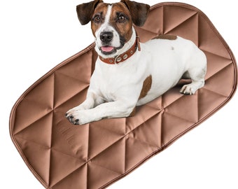 Uniklook Brown Vegan Leather Padded Small Dog Pet Bed Mat Portable Crate Bed Crate Pad Waterproof Dogs Car Travel Mat 30"x16"