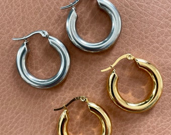 Uniklook | Mom's 1" hoops earrings Silver or Gold