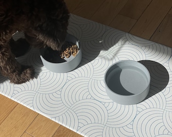 Vegan Leather Dog Bowl Mat, Waterproof Mat for Food and Water Bowls, Cat Food Mat, Pet placemat at For Dog Cat Feeding Station, Uniklook