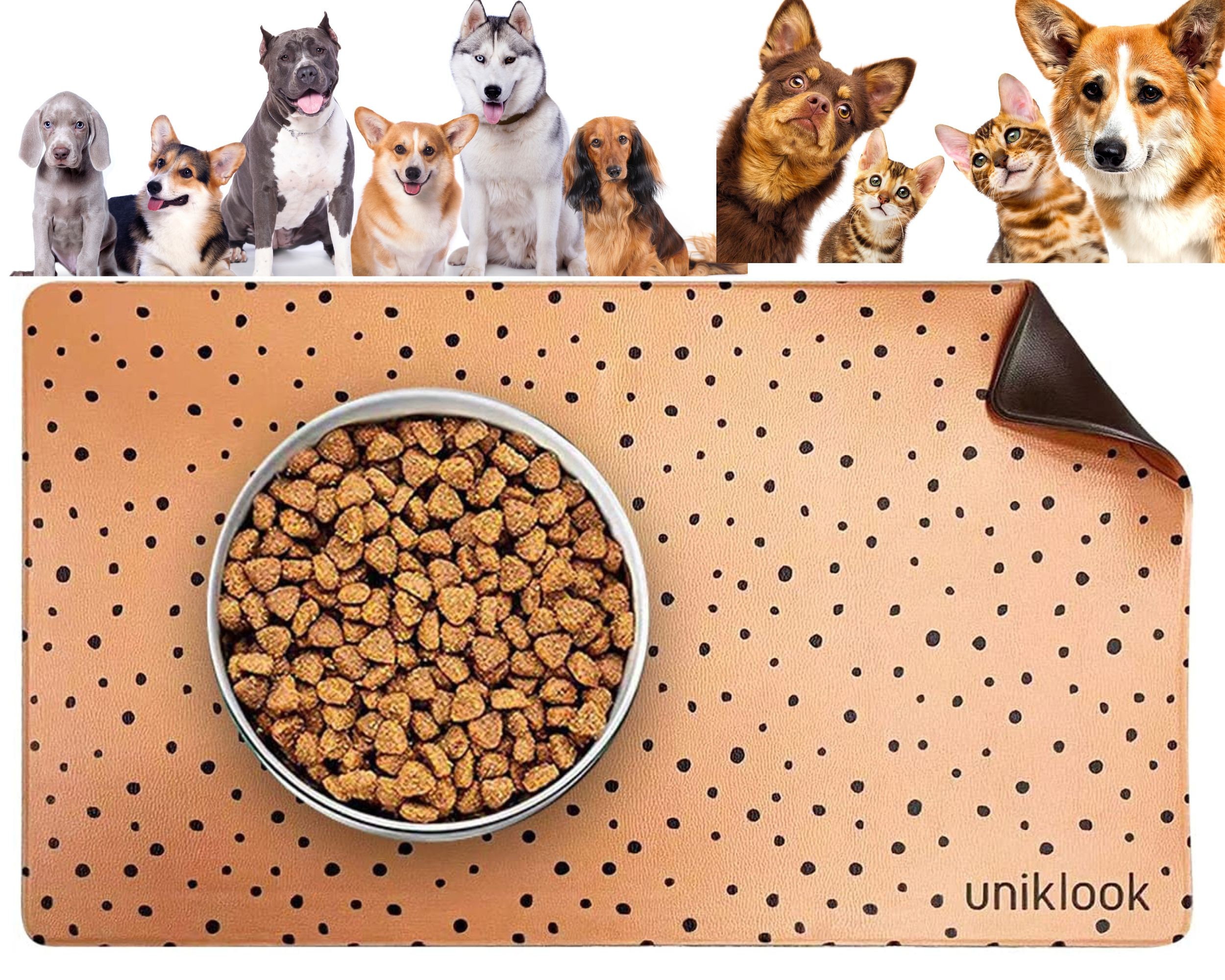 NALALAS Bohemian Large Waterproof Dog Mat - Food & Water Pet Food Mat, Cat Food Mat, Dog Food Mat for Floors - Waterproof Nonsli