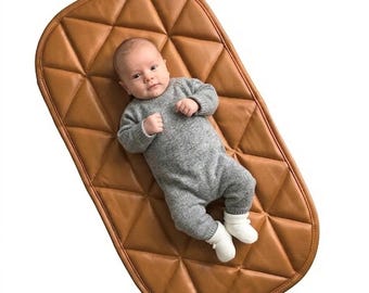 Amber Quilted Vegan Leather Changing Pad: Waterproof Portable Diaper Mat Playmat Uniklook