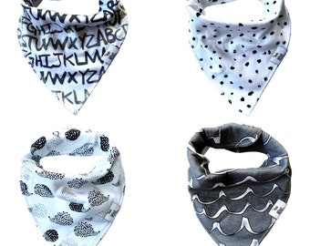 Oragnic Cotton Pack 4 Bandana Bibs Unisex Neutral by BG Mini