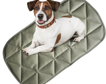 Uniklook Green Vegan Leather Padded Small Dog Pet Bed Mat Portable Crate Bed Crate Pad Waterproof Dogs Car Travel Mat 30"x16"