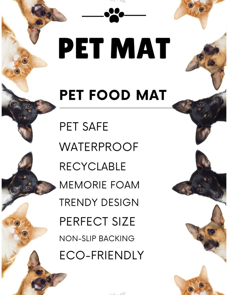 Uniklook Waterproof Pet safe Pet Food Mat Dog Cat Bird Soft cushioned 16.5x28 Recyled material Mat Kitchen entree Multi Use Washable image 5