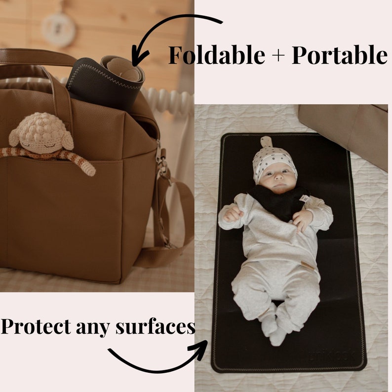 Uniklook Tan Leather change mat Baby Pad Liner Craft Mat Waterproof Playmat Portable Baby Change pad Waterproof 14x22 and 16x30 image 10