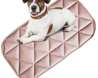 Uniklook Rose Vegan Leather Padded Small Dog Pet Bed Portable Crate Bed Crate Pad Waterproof Dogs Car Travel Mat 30"x16" Inside outside use