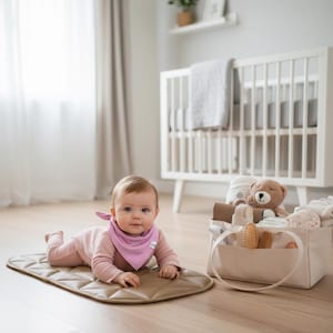 Foldable Waterproof Vegan Leather Diaper Changing Pad: Portable Travel Mat Tan Playmat Uniklook