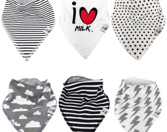 Oragnic Cotton Pack 6 Bandana Bibs Unisex Neutral by BG Mini