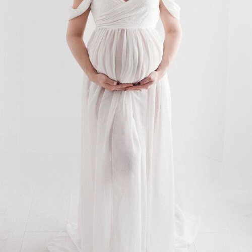Maternity Dress for Photoshoot off Shoulder Chiffon Gown - Etsy